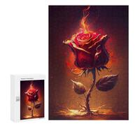 Rompecabezas 300 PCS para Adolescentes Flaming Rose Artwork-6 Rompecabezas para Adultos Juego Práctico Decoración del Hogar Cumpleaños Y Navidad 300 PCS
