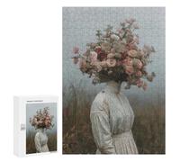 Rompecabezas 300 PCS para Adolescentes Floral Head Art Lady Field Rompecabezas para Adultos Juego Práctico Decoración del Hogar Cumpleaños Y Navidad 300 PCS