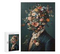 Rompecabezas 300 PCS para Adolescentes Floral Man Portrait Abstract Mental Roses Rompecabezas para Adultos Juegos Familiares Carrera De Velocidad De Manos para Cumpleaños, Navidad 300 PCS