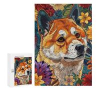 Rompecabezas 300 PCS para Adolescentes Floral Shiba Inu Dog Rompecabezas para Adultos Juego Práctico Pero Divertido Y Humorístico Regalo De Cumpleaños, Regalos, 300 PCS