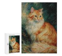 Rompecabezas 300 PCS para Adolescentes Fluffy Orange Cat Painting Rompecabezas para Adolescentes Pero Divertido Y Humorístico Desafío Educativo Juguete Juego Intelectual 300 PCS