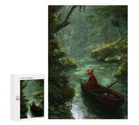 Rompecabezas 300 PCS para Adolescentes Fox in A Boat on River Rompecabezas para Adultos Juegos Familiares Regalo De Cumpleaños Regalos De Cumpleaños Únicos 300 PCS