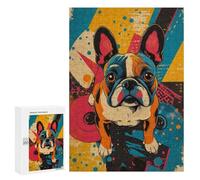 Rompecabezas 300 PCS para Adolescentes French Bulldog Wall Art Colorful Bulldog Pop Art Rompecabezas Juegos Familiares Ensamblaje De Patrones Cumpleaños Y Navidad 300 PCS