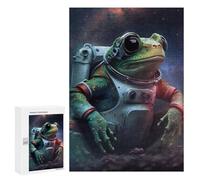 Rompecabezas 300 PCS para Adolescentes Frog Astronaut in Space Rompecabezas para Adultos Juego Práctico Decoración del Hogar Cumpleaños Y Navidad 300 PCS