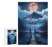 Rompecabezas 300 PCS para Adolescentes Full Moon Over Fuji Rompecabezas Juegos Familiares Ensamblaje De Patrones Cumpleaños Y Navidad 300 PCS
