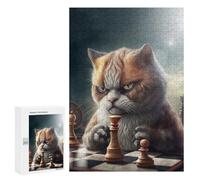 Rompecabezas 300 PCS para Adolescentes Funny Cat Playing Chess Rompecabezas para Adultos Juego Práctico Pero Divertido Y Humorístico Regalo De Cumpleaños, Regalos, 300 PCS