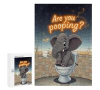 Rompecabezas 300 PCS para Adolescentes Funny Elephant on Toilet Rompecabezas para Adultos Juego Práctico Arte De Pared Desafiante De Completar 300 PCS