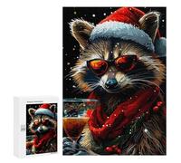 Rompecabezas 300 PCS para Adolescentes Funny Raccoon Christmas Rompecabezas para Adultos Juego Práctico Pero Divertido Y Humorístico para Cumpleaños, Navidad 300 PCS