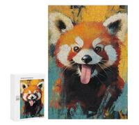 Rompecabezas 300 PCS para Adolescentes Funny Red Panda Smiling Rompecabezas para Adultos Juego Familiar Una Obra De Arte como Regalo para Toda La Familia 300 PCS