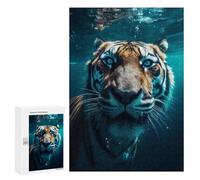 Rompecabezas 300 PCS para Adolescentes Funny Underwater Tiger Rompecabezas para Adultos Juego Familiar Una Obra De Arte como Regalo para Toda La Familia 300 PCS