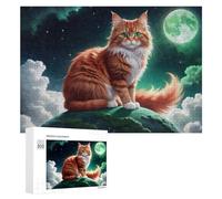 Rompecabezas 300 PCS para Adolescentes Galactic Cat Adventure Rompecabezas para Adultos Juegos Divertidos Una Obra De Arte Ayuda A Ejercitar El Cerebro 300 PCS