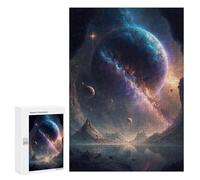 Rompecabezas 300 PCS para Adolescentes Galactic Reflections A Cosmic Landscape -4 Rompecabezas para Adultos Juego Familiar Decoración del Hogar para Cumpleaños, Navidad 300 PCS