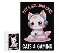Rompecabezas 300 PCS para Adolescentes Gamer Girl Cat Kawaii Rompecabezas para Adultos Juego Familiar Decoración del Hogar para Cumpleaños, Navidad 300 PCS