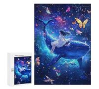 Rompecabezas 300 PCS para Adolescentes Girl on Whale with Butterflies Rompecabezas para Adultos Juguetes DIY para La Diversión Familiar Ayuda A Ejercitar El Cerebro 300 PCS