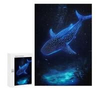 Rompecabezas 300 PCS para Adolescentes Glowing Whale Shark in Deep Blue Sea Rompecabezas para Adultos Juguetes DIY para La Diversión Familiar Ayuda A Ejercitar El Cerebro 300 PCS