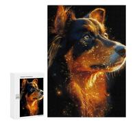 Rompecabezas 300 PCS para Adolescentes Golden Australian Shepherd Dog Portrait Rompecabezas para Adultos Juego Práctico Arte De Pared Desafiante De Completar 300 PCS