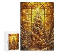 Rompecabezas 300 PCS para Adolescentes Golden Christmas Tree Rompecabezas para Adultos Juego Práctico Pero Divertido Y Humorístico para Cumpleaños, Navidad 300 PCS