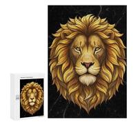 Rompecabezas 300 PCS para Adolescentes Golden Lion Head on Marble Background Rompecabezas para Adultos Juguetes DIY para La Diversión Familiar Ayuda A Ejercitar El Cerebro 300 PCS