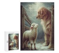 Rompecabezas 300 PCS para Adolescentes Golden Retriever and Lamb Friendship-3 Rompecabezas para Adolescentes Pero Divertido Y Humorístico Desafío Educativo Juguete Juego Intelectual 300 PCS