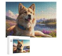 Rompecabezas 300 PCS para Adolescentes Golden Retriever in Serene Landscape Rompecabezas para Adultos Juguete Decoración De Pared Mejora La Memoria Ayuda A Ejercitar El Cerebro 300 PCS