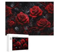 Rompecabezas 300 PCS para Adolescentes Gothic Red Rose Wallpaper Rompecabezas para Adultos Juguete Decoración De Pared Mejora La Memoria Ayuda A Ejercitar El Cerebro 300 PCS