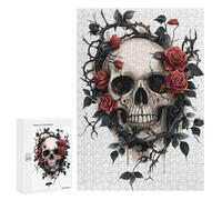 Rompecabezas 300 PCS para Adolescentes Gothic Skull and Roses Rompecabezas para Adultos Juego Familiar Una Obra De Arte como Regalo para Toda La Familia 300 PCS