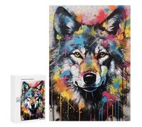 Rompecabezas 300 PCS para Adolescentes Gray Wolf Banksy Graffiti Rompecabezas para Adultos Juguete Decoración De Pared Difícil Difícil Desafiante De Completar 300 PCS