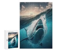 Rompecabezas 300 PCS para Adolescentes Great White Shark Attack Rompecabezas para Adultos Juego Familiar Una Obra De Arte como Regalo para Toda La Familia 300 PCS