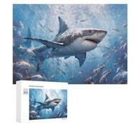 Rompecabezas 300 PCS para Adolescentes Great White Shark Swimming with Fish Rompecabezas para Adultos Juegos Relajantes Decoración Interacción Entre Padres E Hijos 300 PCS