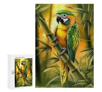 Rompecabezas 300 PCS para Adolescentes Green and Yellow Parrot on Bamboo Rompecabezas para Adultos Juego Familiar Decoración del Hogar para Cumpleaños, Navidad 300 PCS