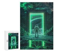 Rompecabezas 300 PCS para Adolescentes Green Space Neon Portal Rompecabezas para Adultos Juego Familiar Una Obra De Arte como Regalo para Toda La Familia 300 PCS