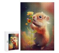 Rompecabezas 300 PCS para Adolescentes Guinea Pig with A Flower Rompecabezas para Adultos Juego Práctico Regalo De Cumpleaños Regalo De Cumpleaños, Regalos, 300 PCS