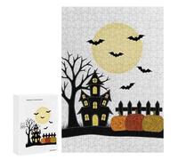 Rompecabezas 300 PCS para Adolescentes Halloween Night Scene with Haunted House Rompecabezas para Adultos Juguetes DIY para La Diversión Familiar Ayuda A Ejercitar El Cerebro 300 PCS