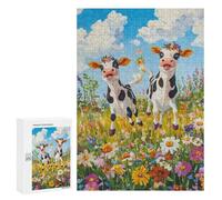 Rompecabezas 300 PCS para Adolescentes Happy Cows in A Meadow Rompecabezas Juego De Ingenio Aliviador De Estrés Desafiante para Completar 300 PCS