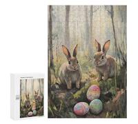 Rompecabezas 300 PCS para Adolescentes Happy Easter Bunny Painting Rompecabezas para Adultos Juguetes DIY para La Diversión Familiar Ayuda A Ejercitar El Cerebro 300 PCS