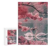 Rompecabezas 300 PCS para Adolescentes Heart Shaped Love Swans Rompecabezas para Adultos Juego Práctico Decoración del Hogar Cumpleaños Y Navidad 300 PCS