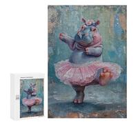 Rompecabezas 300 PCS para Adolescentes Hippopotamus Ballerina Painting Rompecabezas para Adultos Mejora La Memoria Interacción Entre Padres E Hijos Juguete Juego Intelectual 300 PCS