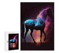 Rompecabezas 300 PCS para Adolescentes Horse Galaxy Night Rompecabezas para Adultos Juegos Familiares Carrera De Velocidad De Manos para Cumpleaños, Navidad 300 PCS