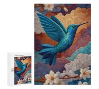 Rompecabezas 300 PCS para Adolescentes Hummingbird in Flight with Flowers Rompecabezas para Adultos Mejora La Memoria Interacción Entre Padres E Hijos Juguete Juego Intelectual 300 PCS