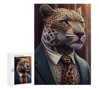 Rompecabezas 300 PCS para Adolescentes Jaguar Suit Animal Clothes Rompecabezas para Adultos Juegos Familiares Carrera De Velocidad De Manos para Cumpleaños, Navidad 300 PCS