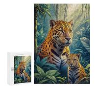 Rompecabezas 300 PCS para Adolescentes Jaguar with Cub in Forest Rompecabezas DIY Juguetes Una Obra De Arte como Regalo para Toda La Familia 300 PCS