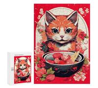Rompecabezas 300 PCS para Adolescentes Japan Cat Ramen Ruby Art Rompecabezas para Adultos Juego Práctico Arte De Pared Desafiante De Completar 300 PCS