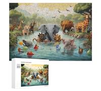 Rompecabezas 300 PCS para Adolescentes Jungle Friends in Water Adventure Rompecabezas para Adolescentes Juegos Divertidos Ensamblaje De Patrones Ayuda Al Cerebro A Ejercitarse 300 PCS