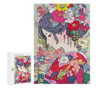Rompecabezas 300 PCS para Adolescentes Kimono Flowers Girl Art Rompecabezas para Adultos Juego Familiar Una Obra De Arte como Regalo para Toda La Familia 300 PCS