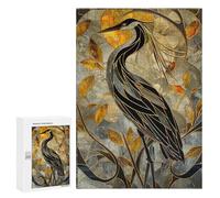 Rompecabezas 300 PCS para Adolescentes Kintsugi Heron Stained Glass Rompecabezas Juegos Familiares Ensamblaje De Patrones Cumpleaños Y Navidad 300 PCS