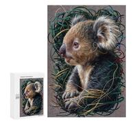 Rompecabezas 300 PCS para Adolescentes Koala in Green and Gold Rompecabezas para Adultos Juegos De Relajación Vacaciones En Casa Matar El Tiempo 300 PCS