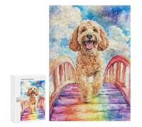 Rompecabezas 300 PCS para Adolescentes Labradoodle Rainbow Bridge Rompecabezas para Adultos Juguete Decoración De Pared Difícil Difícil Desafiante De Completar 300 PCS