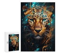 Rompecabezas 300 PCS para Adolescentes Leopard in Digital Art Rompecabezas para Adultos Juguete Decoración De Pared Mejora La Memoria Ayuda A Ejercitar El Cerebro 300 PCS