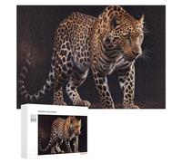 Rompecabezas 300 PCS para Adolescentes Leopard in Shadows Wild Beauty Rompecabezas para Adultos Juguete Decoración De Pared Mejora La Memoria Ayuda A Ejercitar El Cerebro 300 PCS