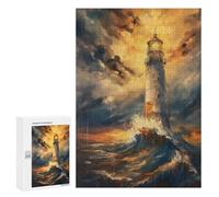 Rompecabezas 300 PCS para Adolescentes Lighthouse Oil Painting Rompecabezas para Adultos Juego Familiar Decoración del Hogar para Cumpleaños, Navidad 300 PCS